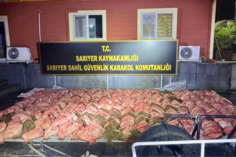 İstanbul&rsquo;da ka&ccedil;ak avlanan 1,8 ton kalkan balığına el konuldu