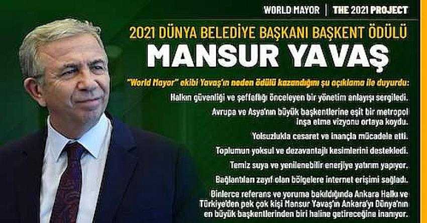 2021 Dünya Belediye Başkanı Başkent Ödülü Mansur Yavaş’ın